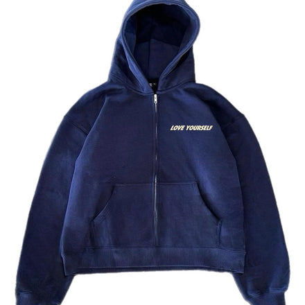 Navy Blue Zip-Up Hoodie